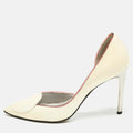 Versace Cream Patent Leather Medusa Pointed Toe D'orsay Pumps