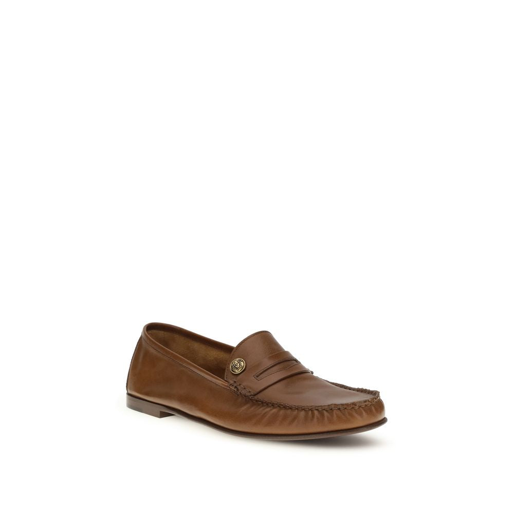 Versace Calf Leather Bos Taurus Slip-On Men's Loafers