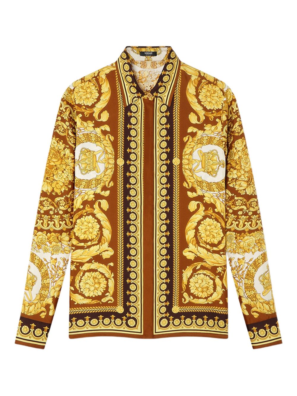 Barocco Print Gold-Tone Long-Sleeved Top