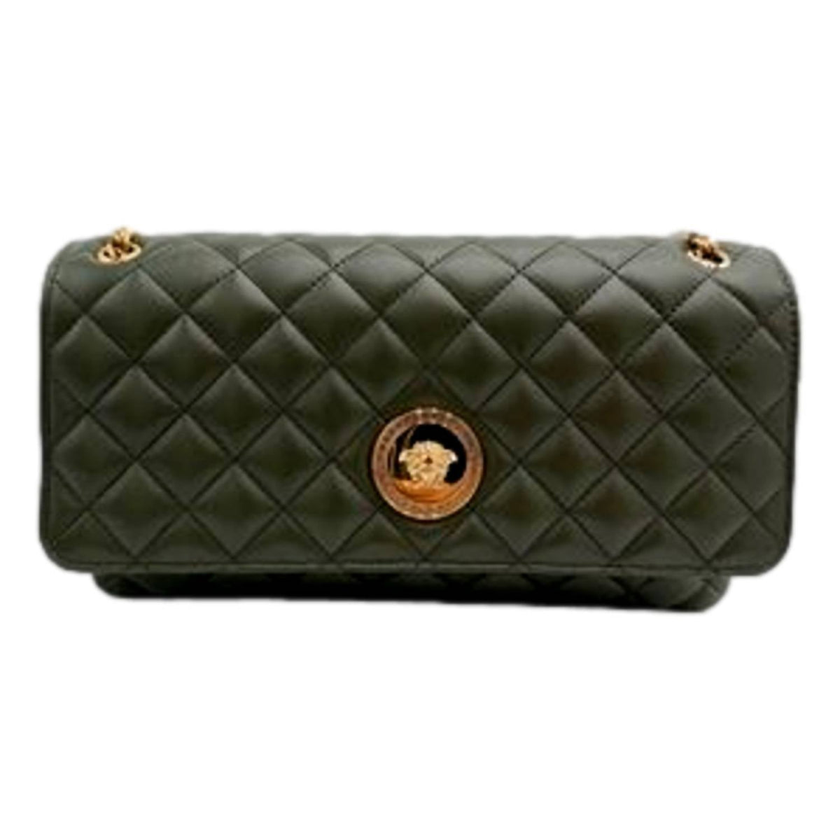 Women's La Medusa Quilted Lambskin Chain Strap Crossbody Bag In Olive Green