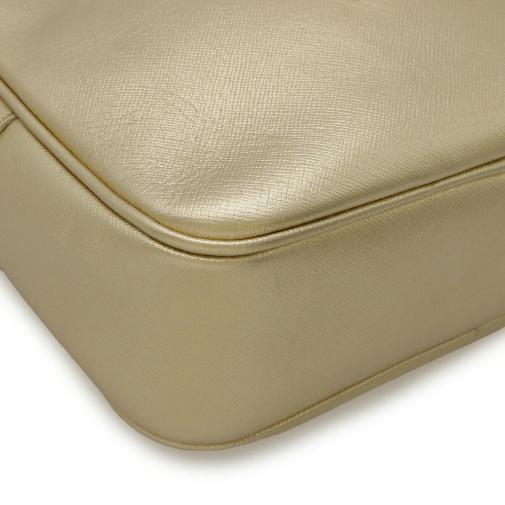 Versace Leather Shoulder Bag Metallic Gold