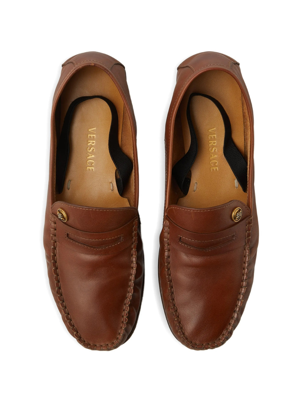 Brown Calf Leather Penny Logo Loafers
