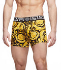Jersey Stretch Barocco Trunks In Black/yellow