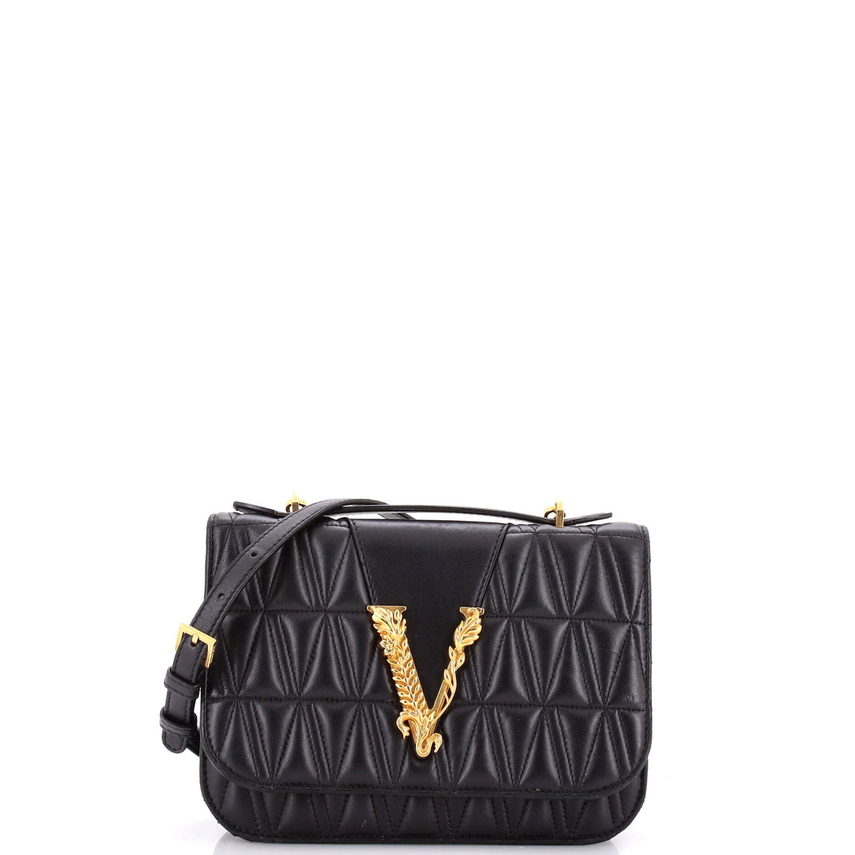 Virtus Flap Shoulder Bag Quilted Leather Small