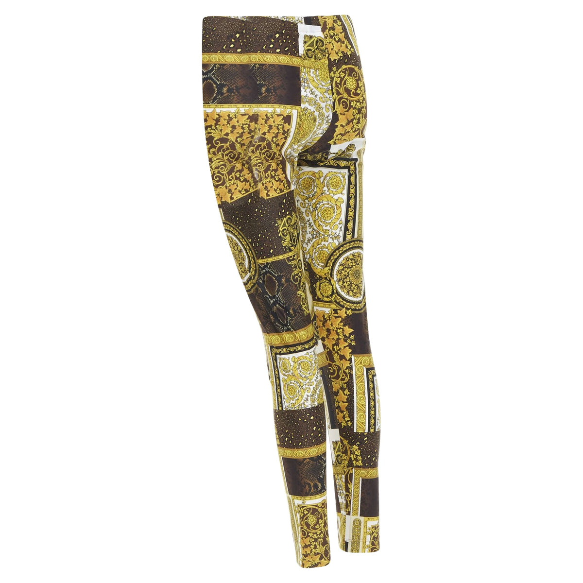 VERSACE 2021 Mosaic Barocco brown gold print stretchy legging pant IT44 L