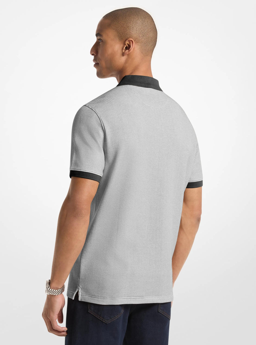 Waffle Stretch Cotton Polo Shirt