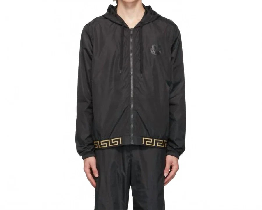 Versace Logo Nylon Zip-Up Windbreaker Jacket