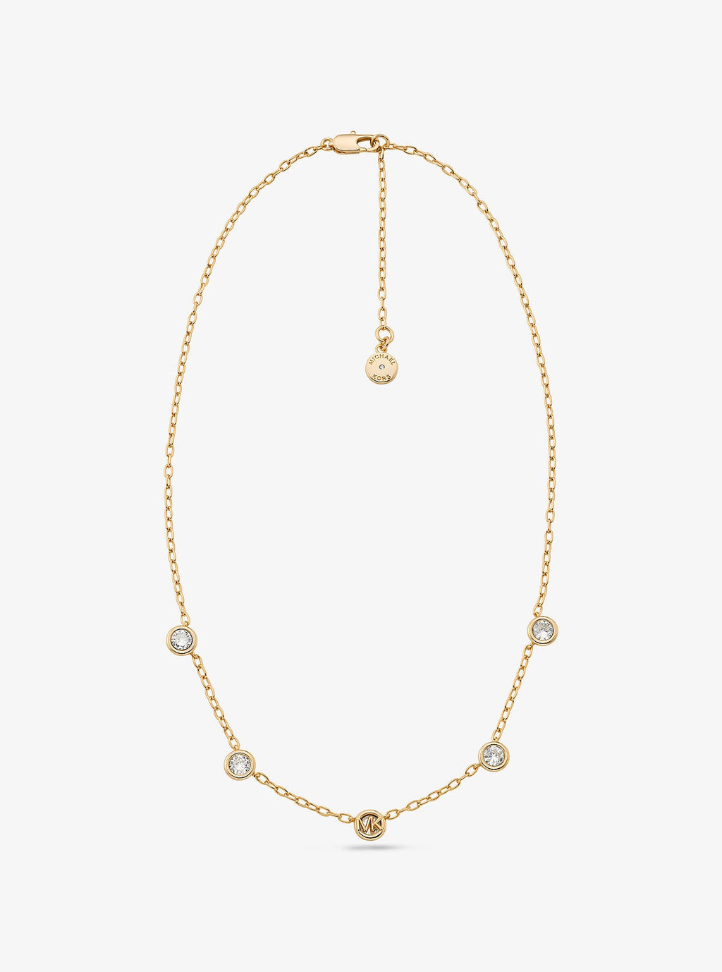 Logo Bezeled Pavé Necklace