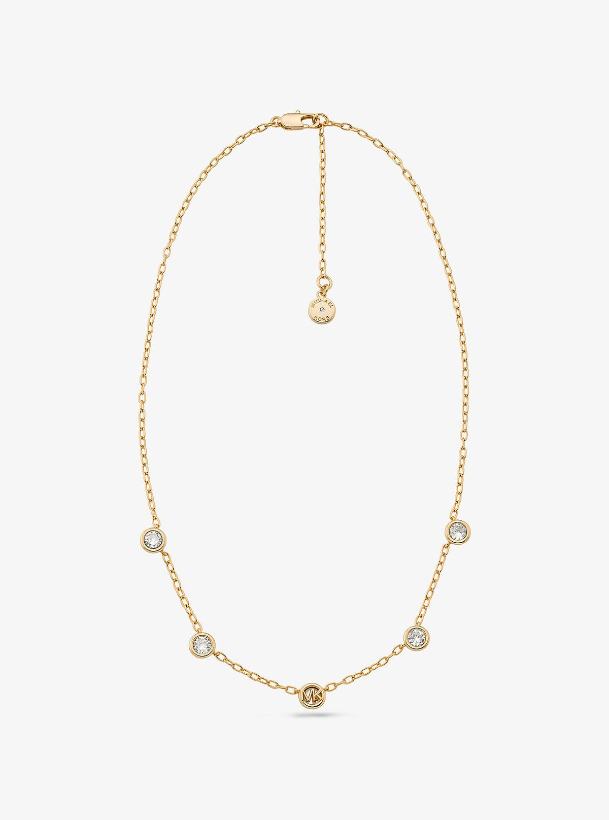 Logo Bezeled Pavé Necklace