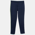 Versace Navy Blue Stretch Contrast Piping Detail Leggings