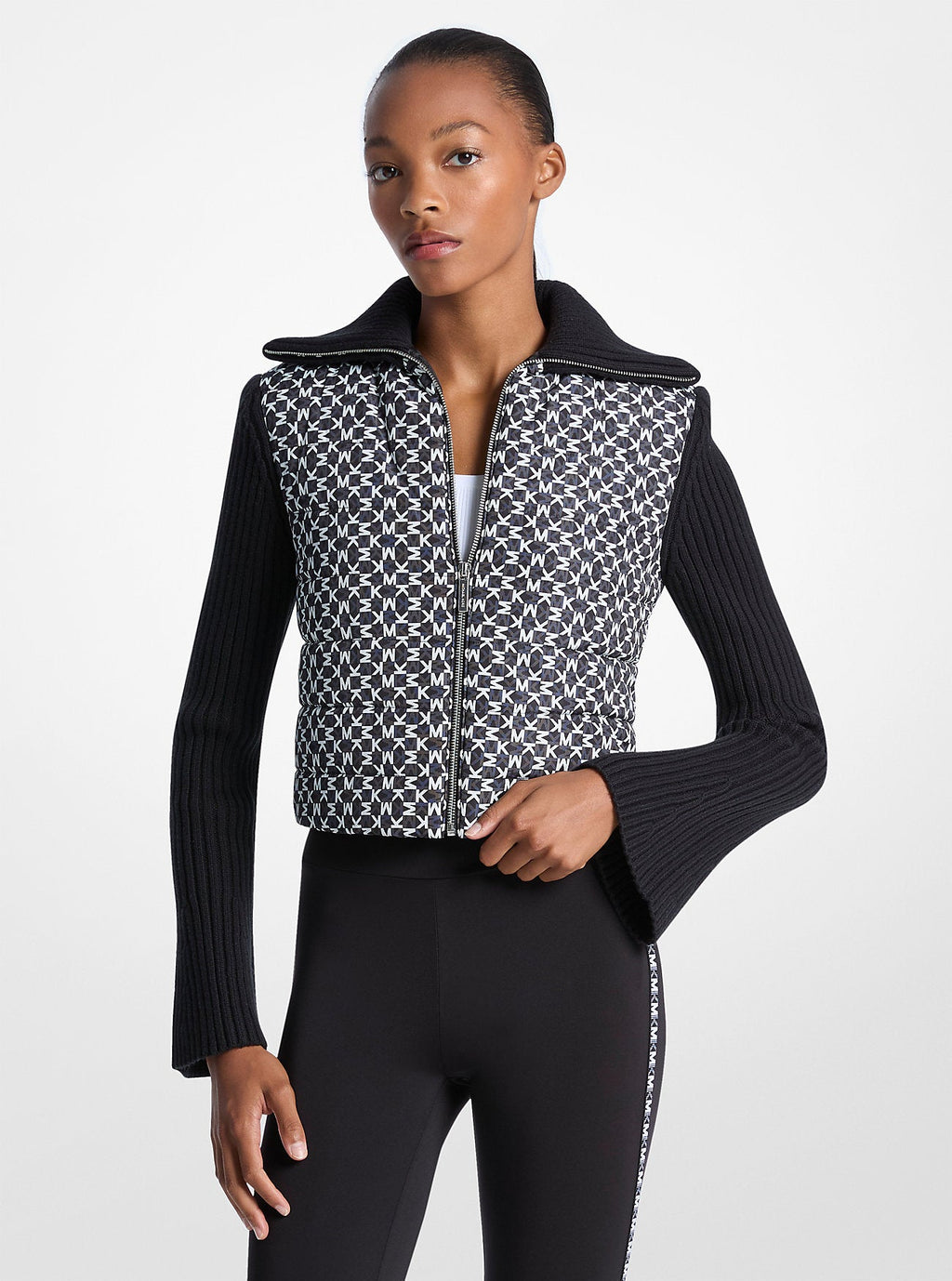 Quilted Graphic Logo and Knit Jacket
