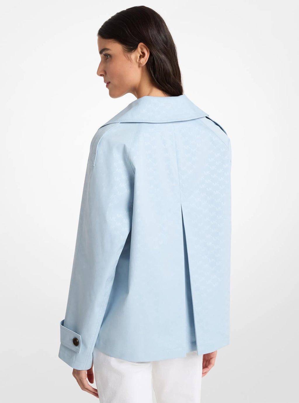 Logo Print Woven Cropped Trench Coat