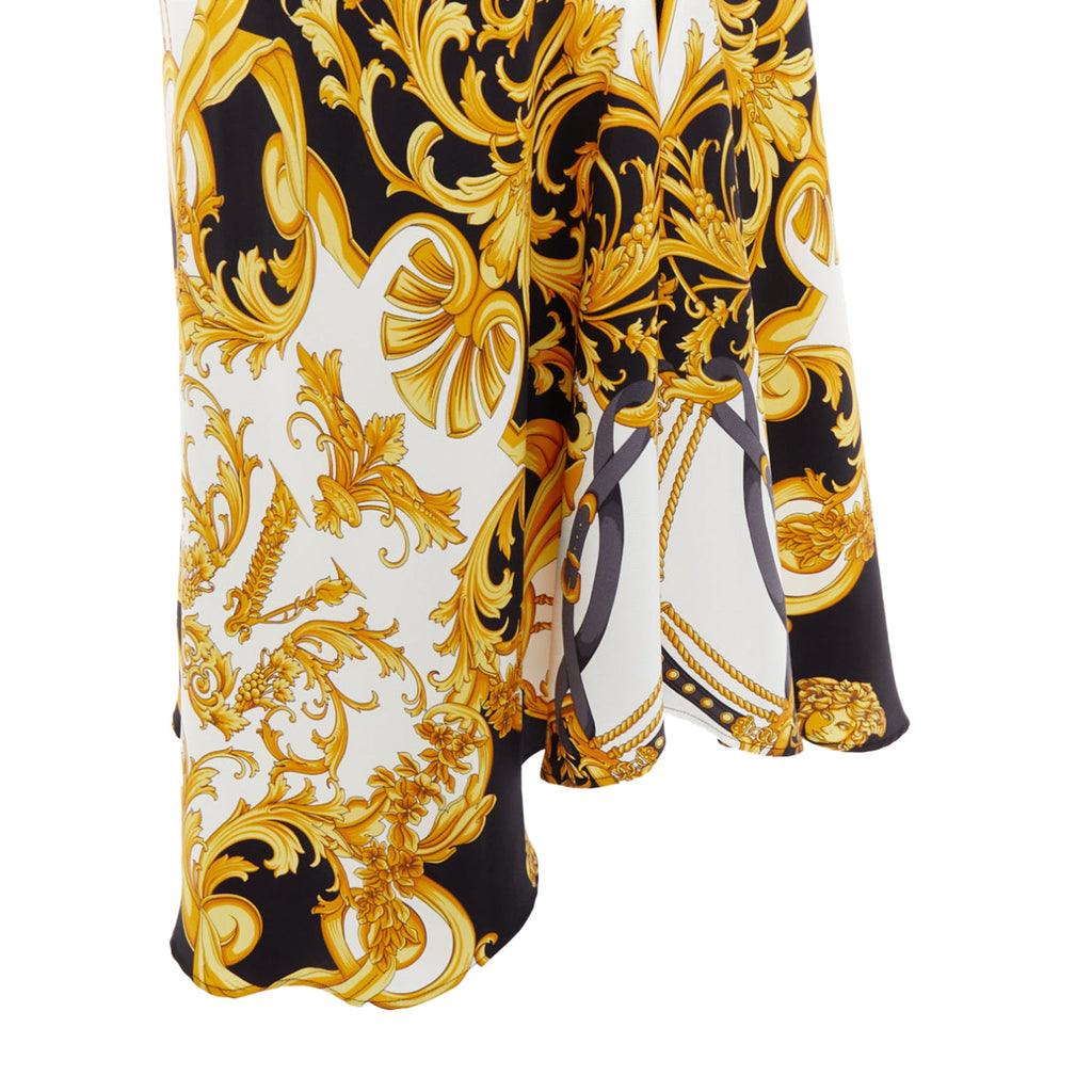 Versace Rodeo Barocco Silk Viscose Bias Cut Skirt