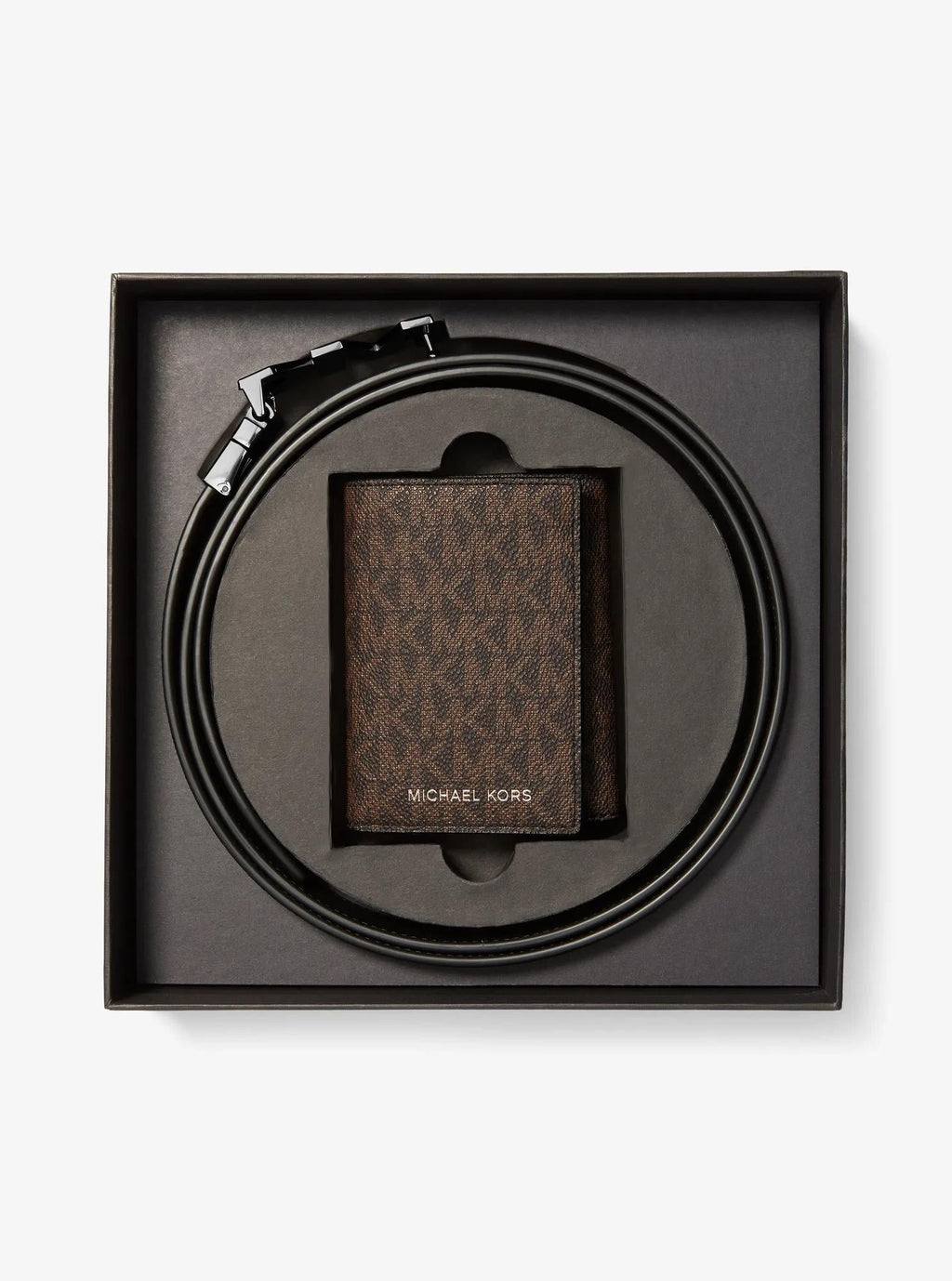 Signature Logo Tri-Fold Card Case and Belt Gift Set