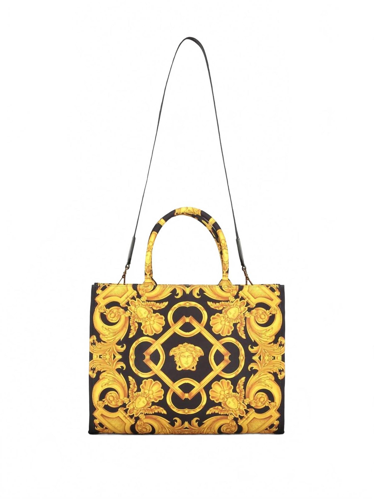 Women's Medusa Barocco Canvas Tote Bag In Black