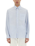 Striped Shirt With Silk Printed Insert