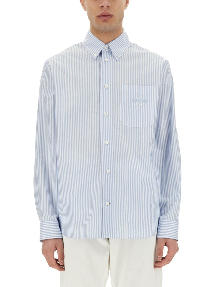 Striped Shirt With Silk Printed Insert