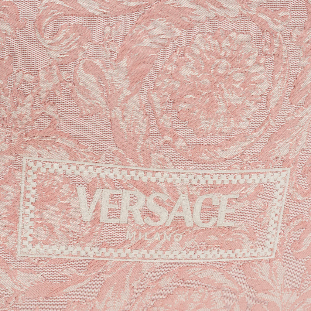 Versace Athena Baroccoo Pink/white Jacquard Canvas Tote