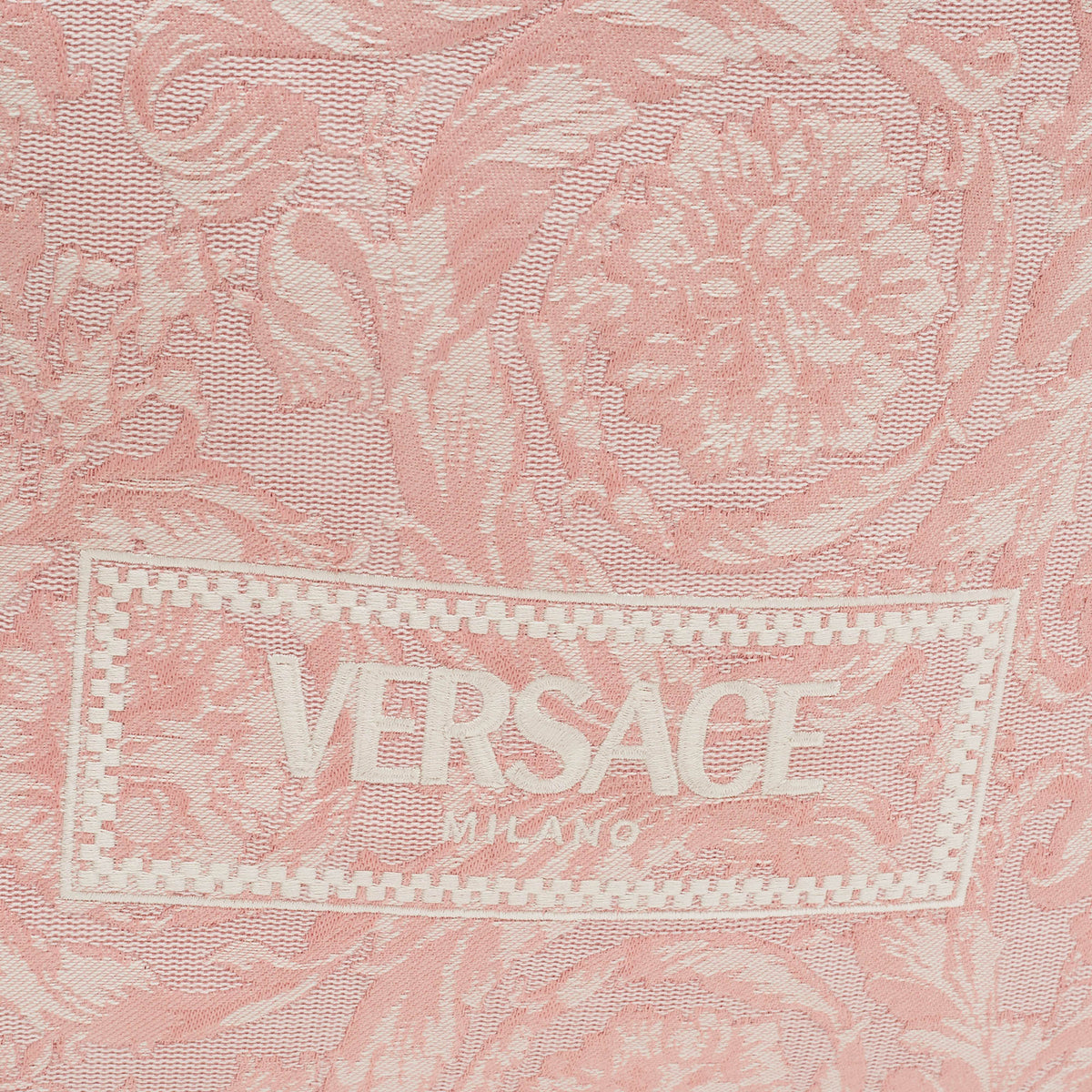 Versace Athena Baroccoo Pink/white Jacquard Canvas Tote