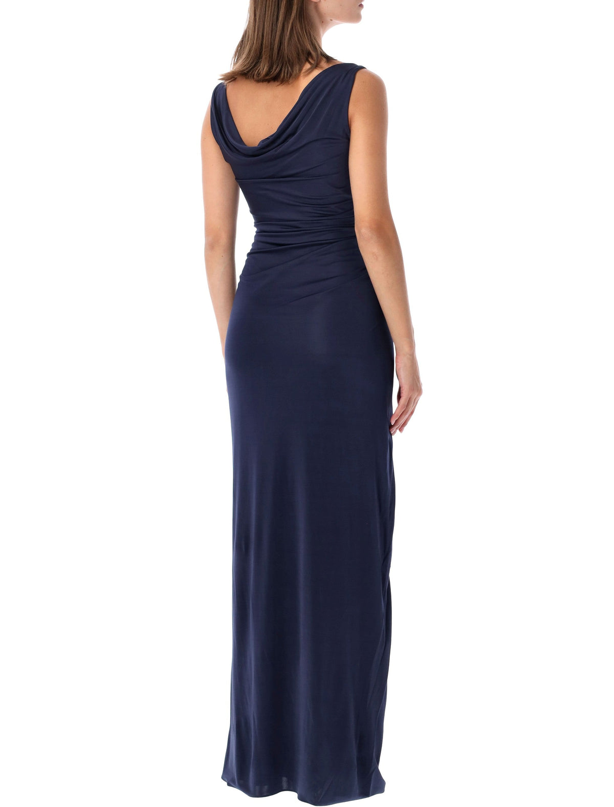 Draped Medusa Detail Viscose Evening Dress