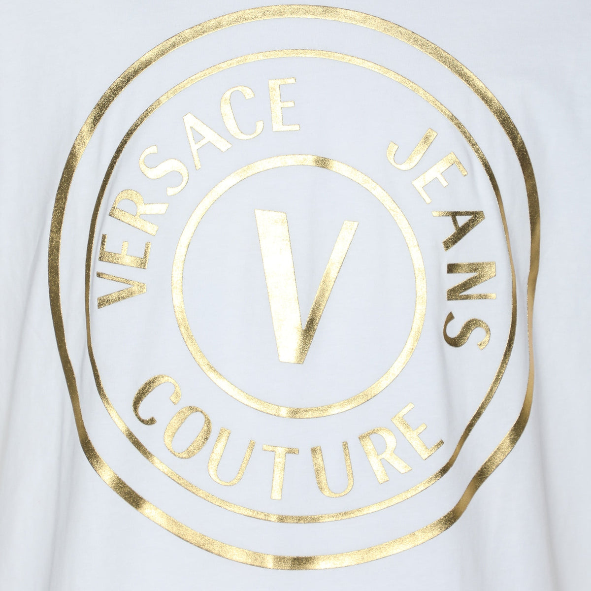 Versace Jeans Couture White/gold Jersey Logo Print T-Shirt