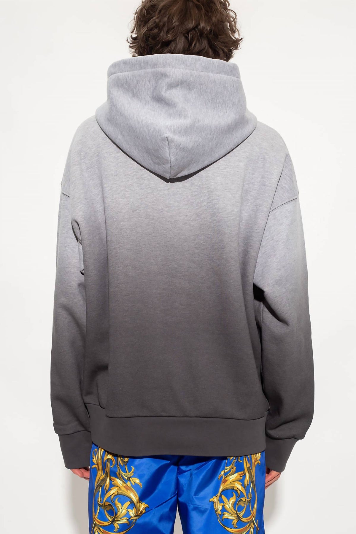 Men Logo Hooded Pullover Sweatshirt In Ombre Grey