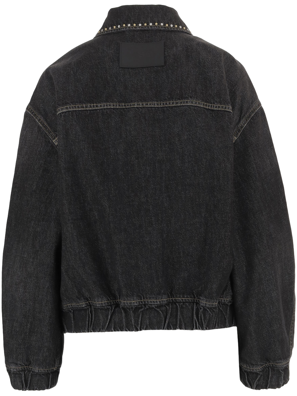 Studded Black Cotton Jacket with Zip Closure