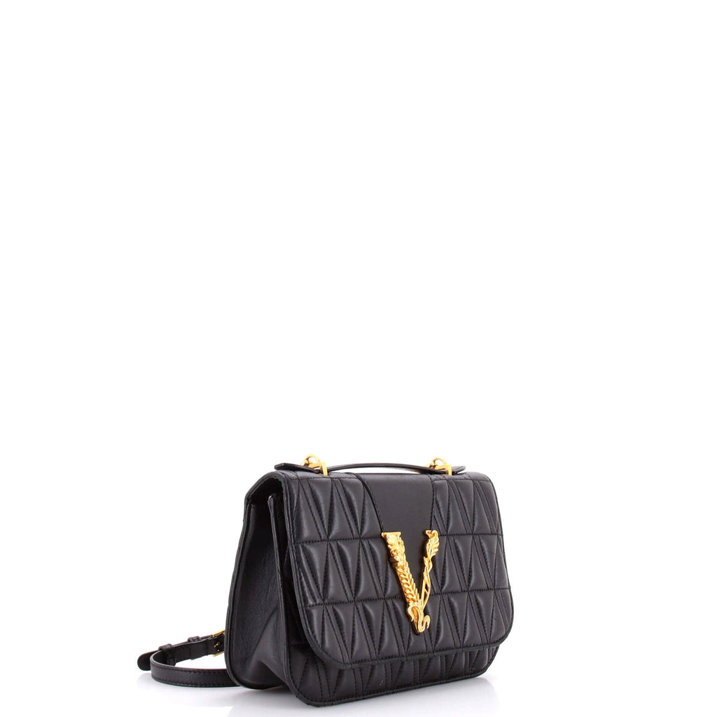 Virtus Flap Shoulder Bag Quilted Leather Small