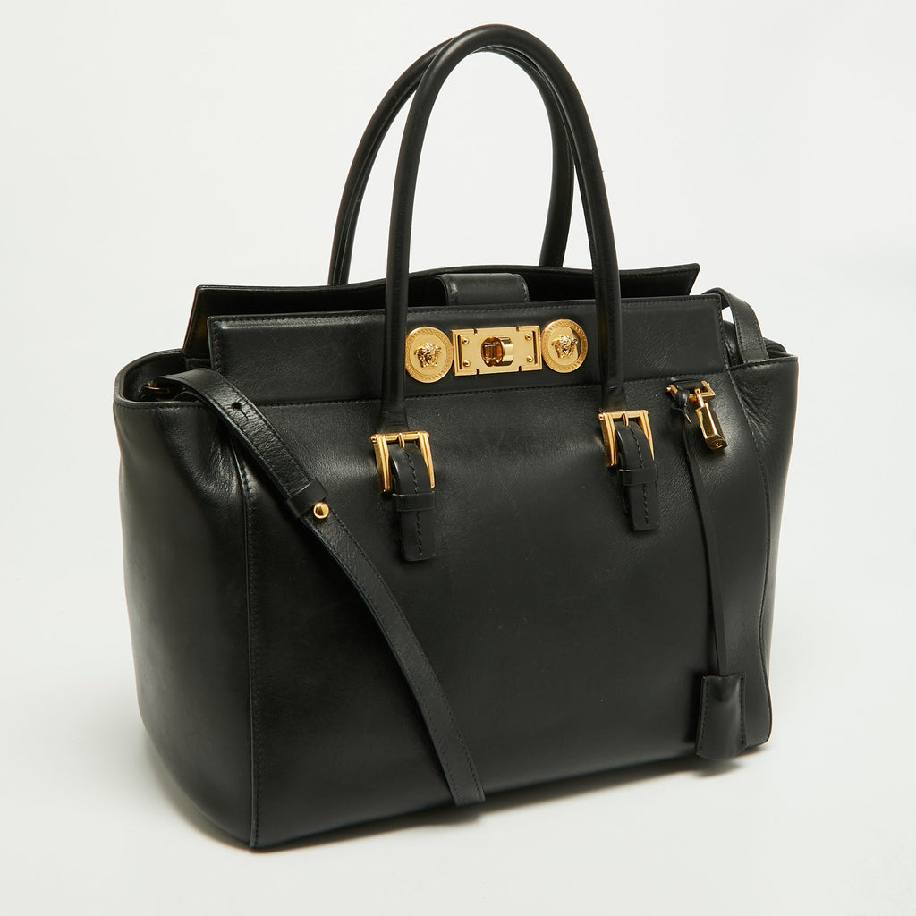 Versace Medusa Black Leather Tote