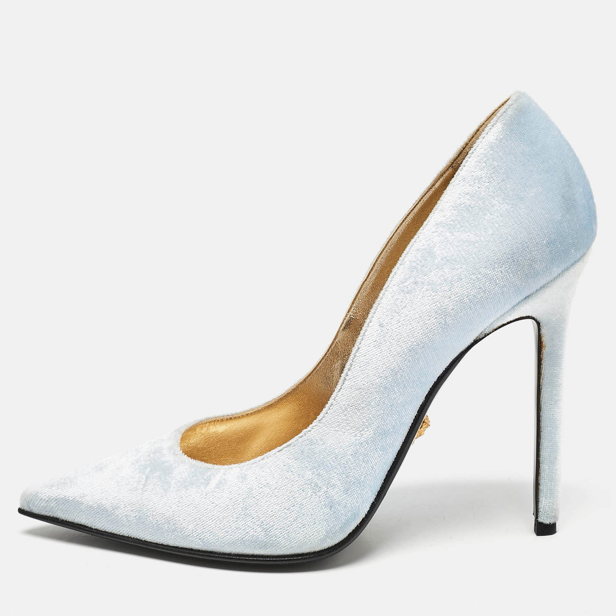 Versace Blue Velvet Pointed Toe  Pumps