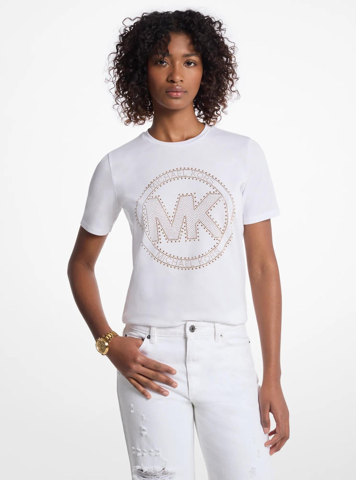 Studded Logo Charm Organic Cotton Jersey T-Shirt