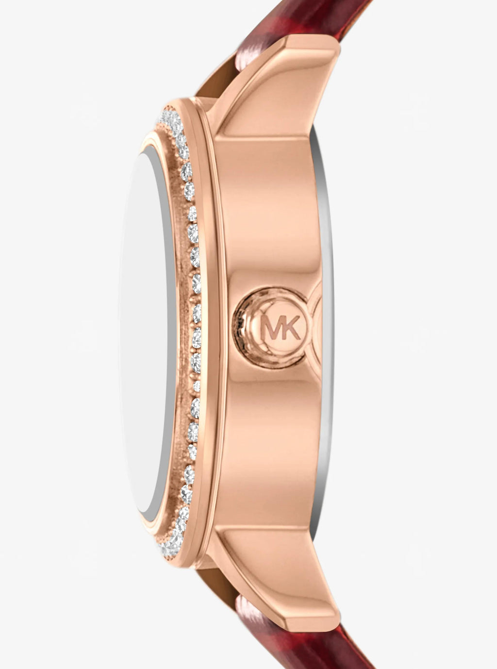 Micro Melissa Pavé Rose Gold-Tone and Crocodile Embossed Leather Watch