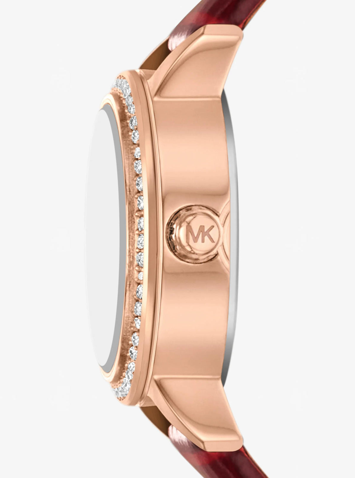 Micro Melissa Pavé Rose Gold-Tone and Crocodile Embossed Leather Watch