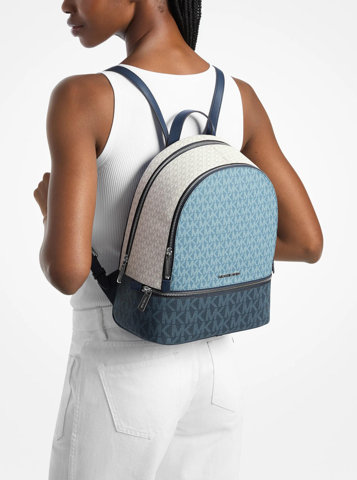 Rhea Medium Color-Block Signature Logo Backpack