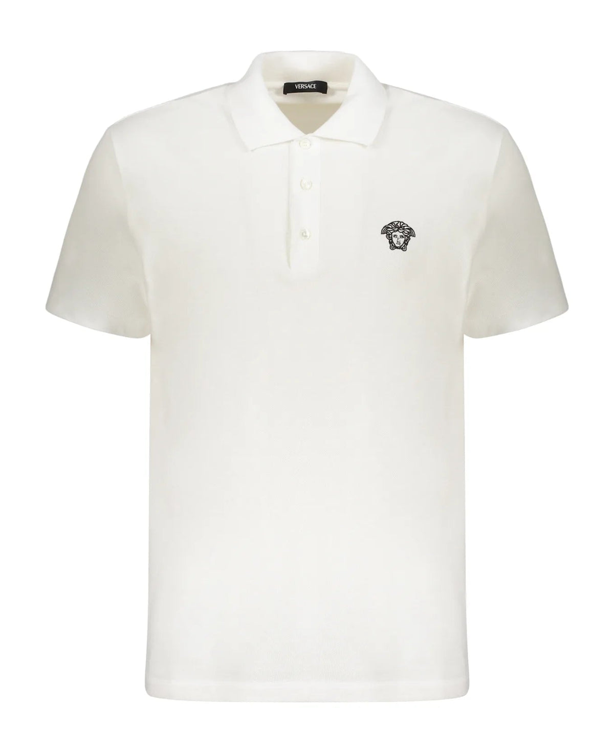Versace Embroidered Cotton Polo Shirt - White