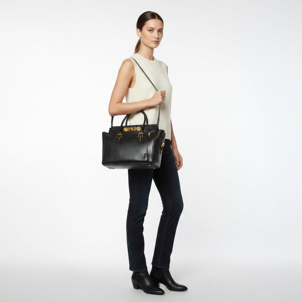 Versace Medusa Black Leather Tote