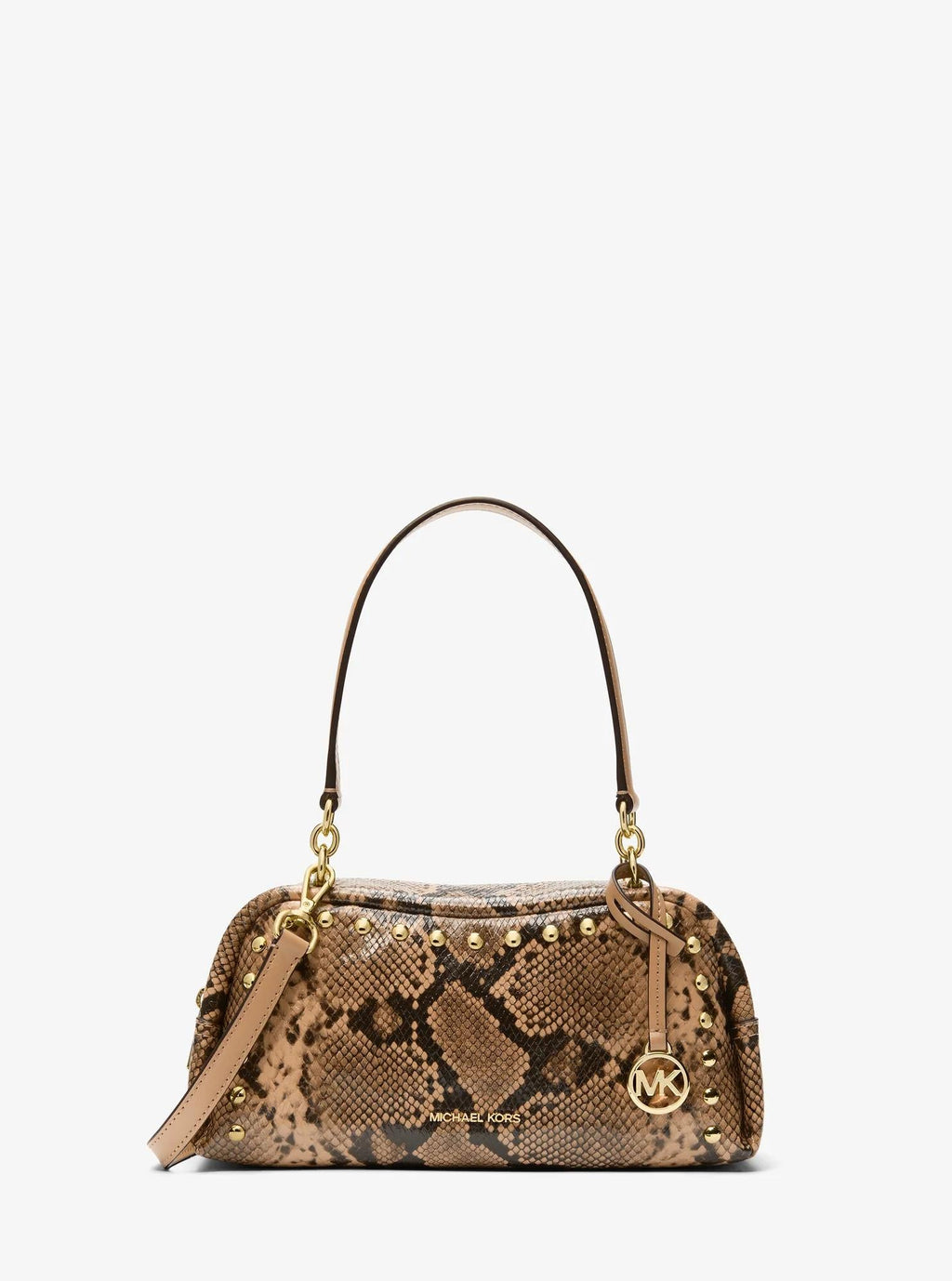 Cecily Small Studded Snake Embossed Shoulder Bag