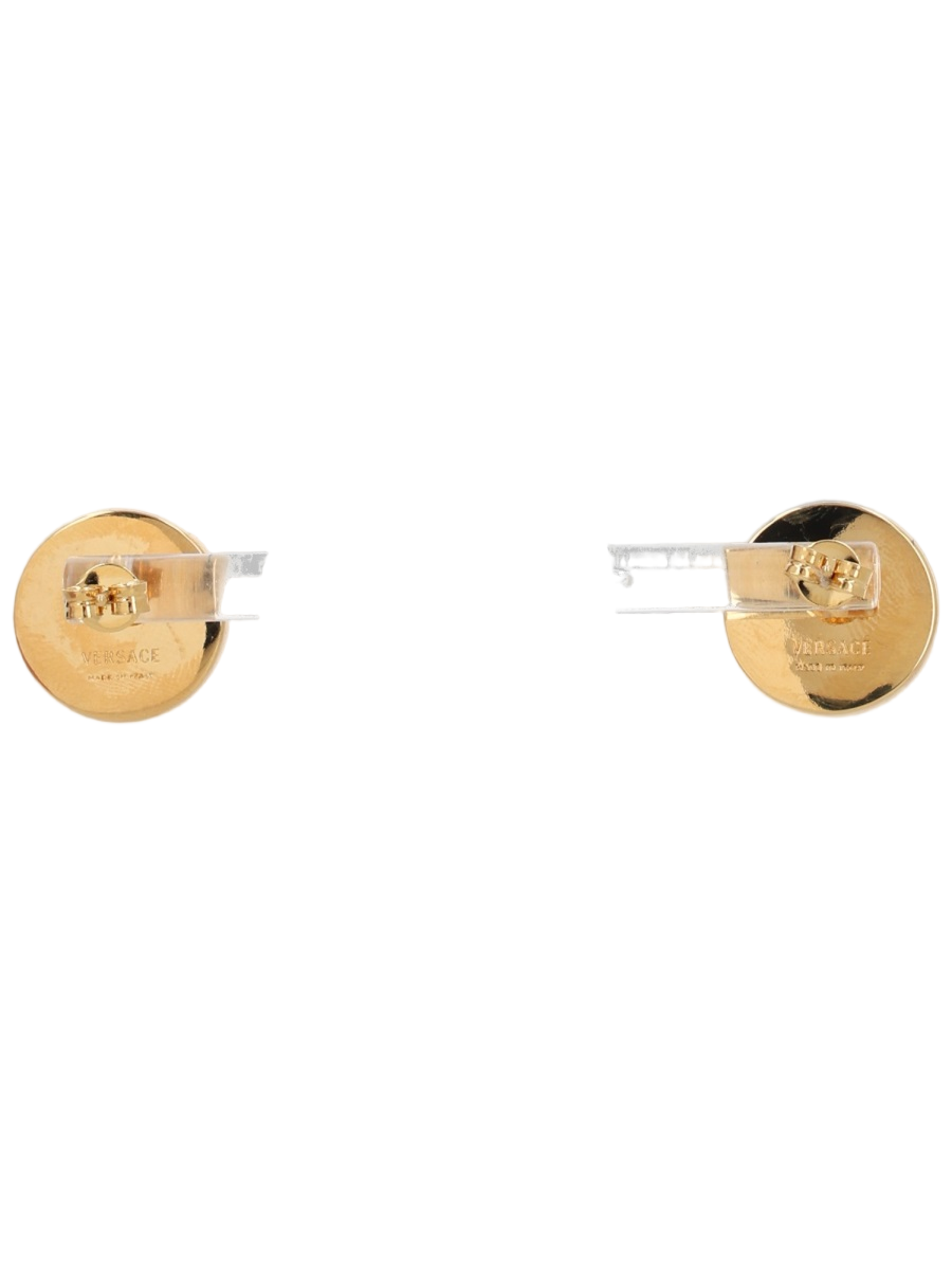Gold Crystal Embellished Round Brass Earrings
