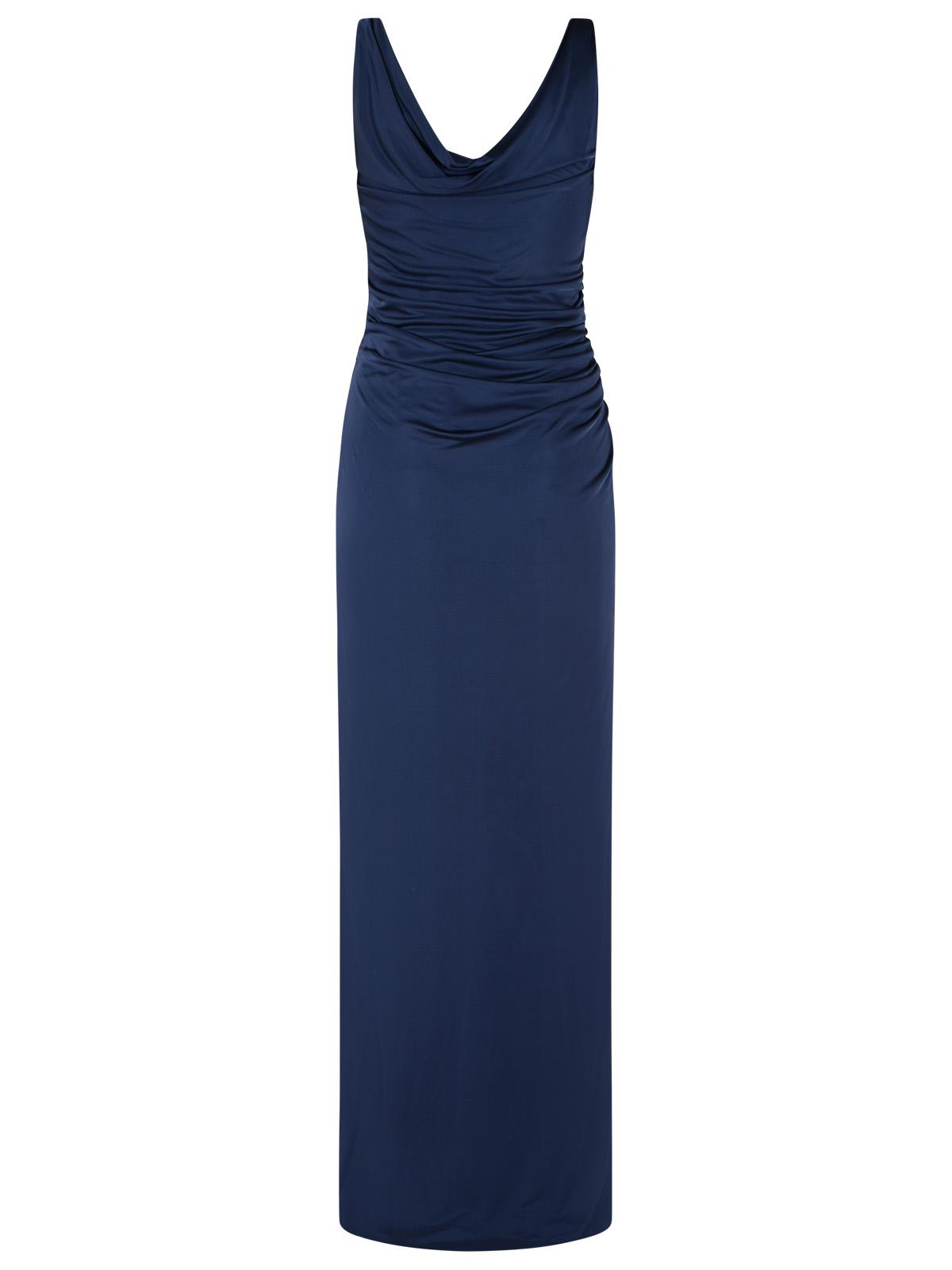 Blue Medusa Detail Viscose Gown Evening Dress