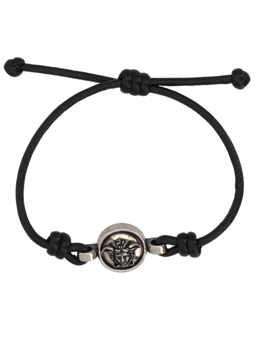 Black Adjustable Cord Medusa Charm Bracelet