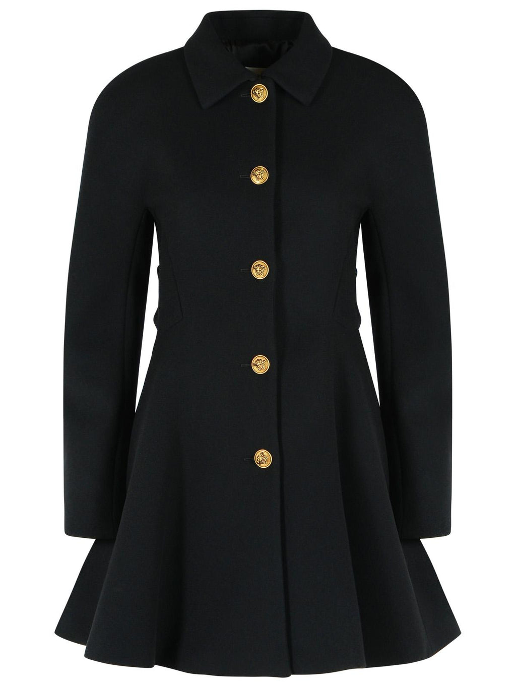 Black Shirt Collar Wool Coat