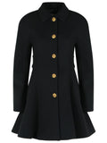 Black Shirt Collar Wool Coat