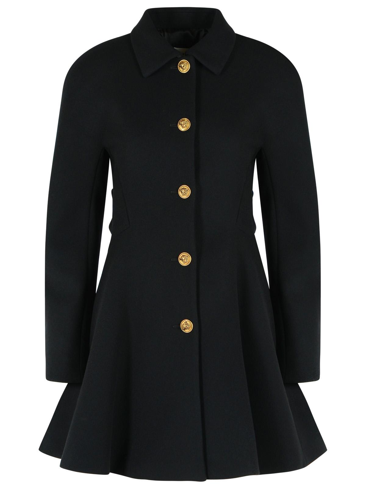 Black Shirt Collar Wool Coat