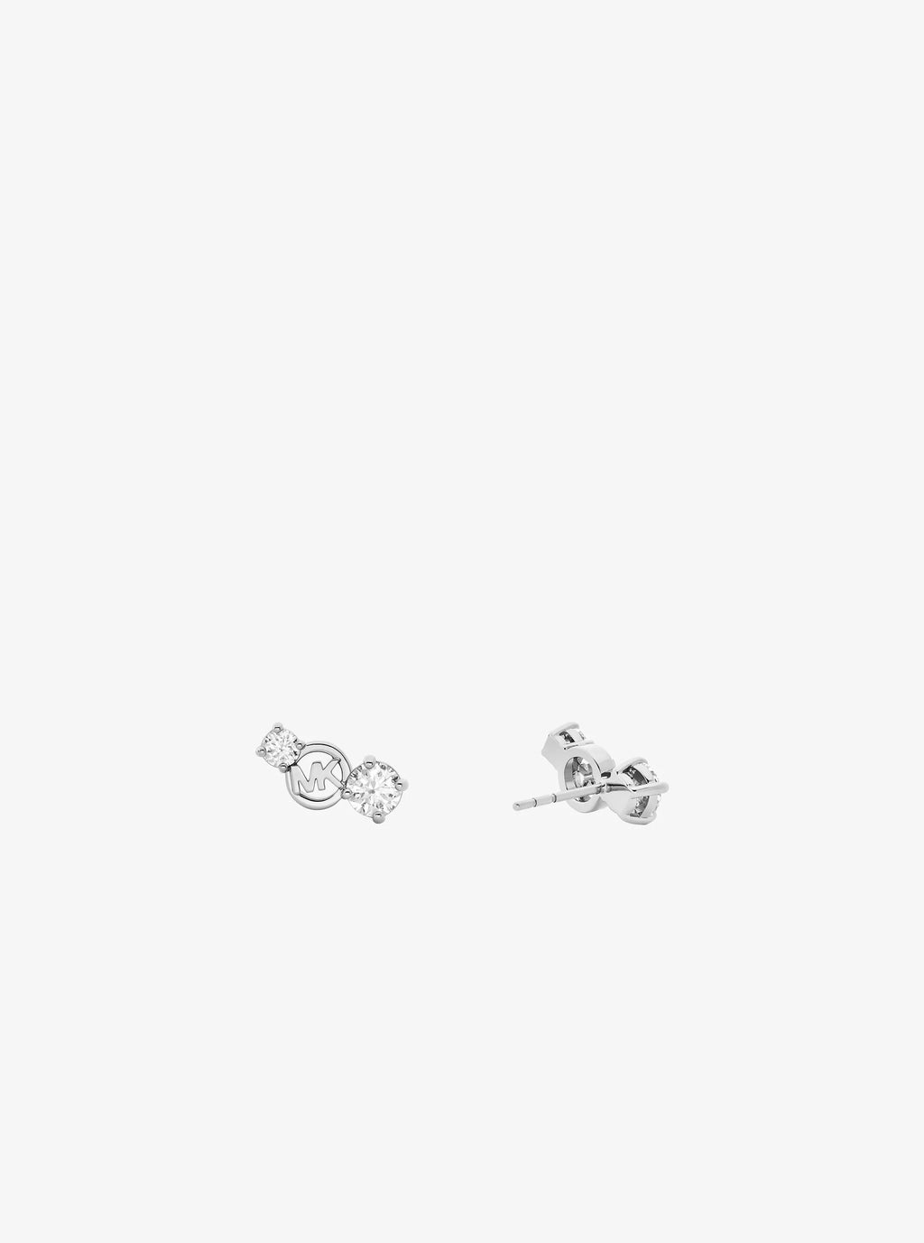 Logo and Cubic Zirconia Stud Earrings