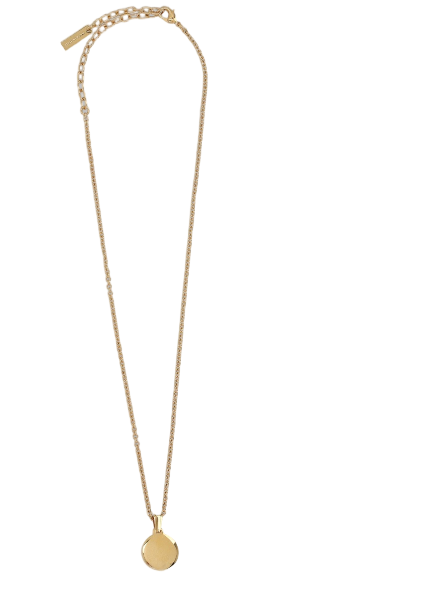 Gold Delicate Oval Pendant Brass Necklace