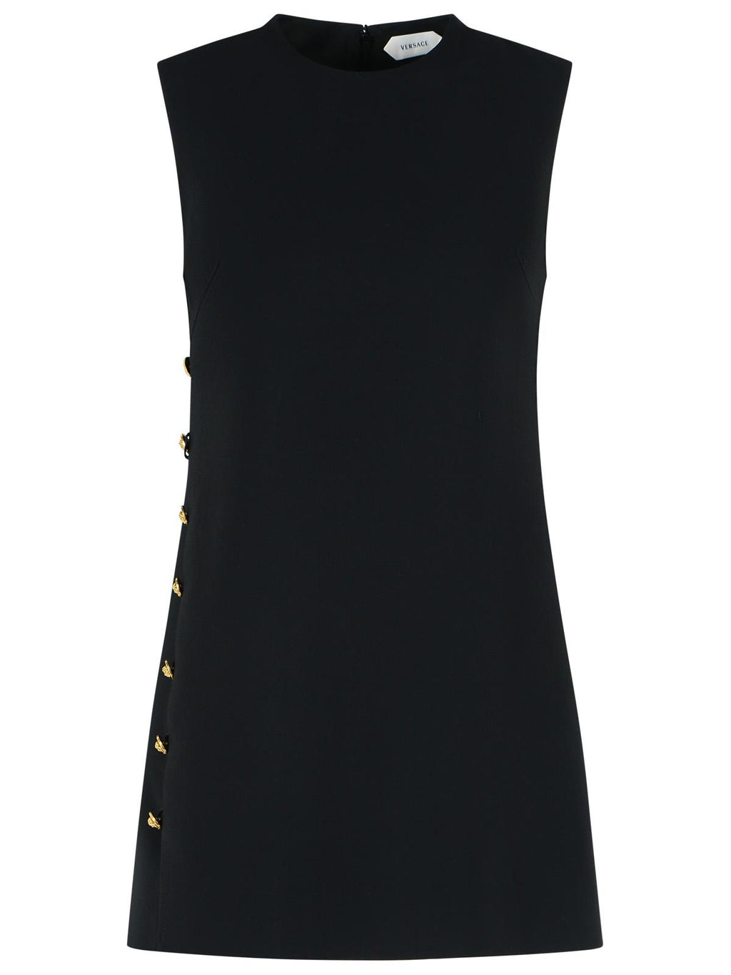 Black Cady Medusa Button Viscose Midi Dress