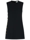 Black Cady Medusa Button Viscose Midi Dress