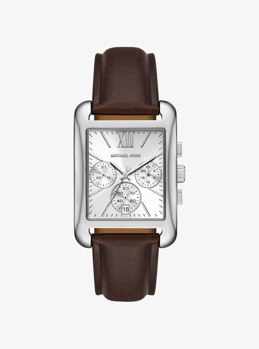 Monroe Silver-Tone and Leather Watch