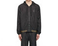 Men's Print Nylon Zip Up Jacket In Black