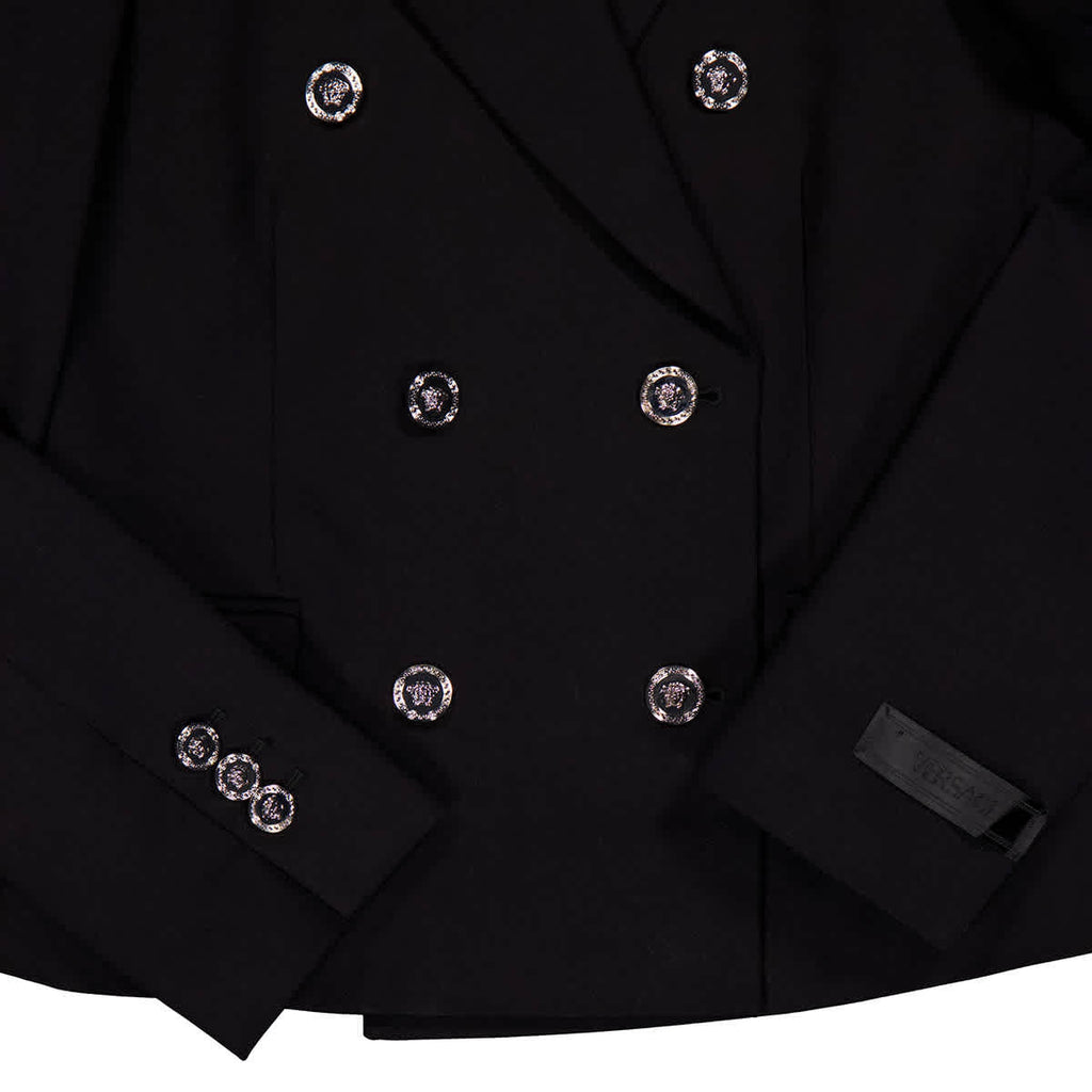 Versace Crop Double-Breasted Wool Blazer